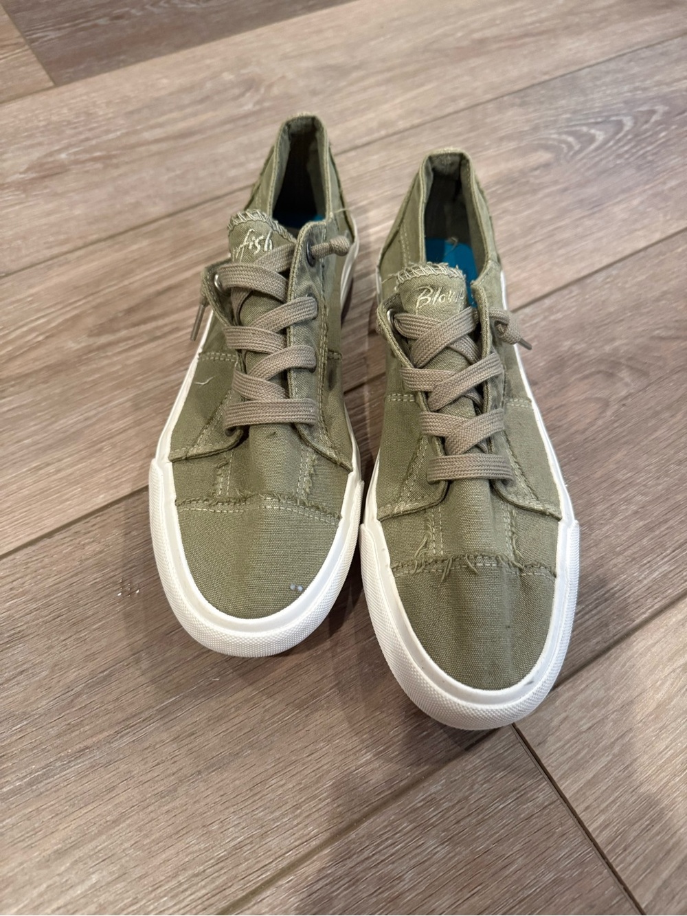 Blowfish Olive Green Canvas Slip-On Sneakers with White Sole